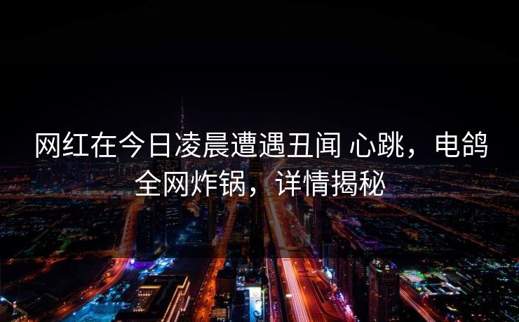 网红在今日凌晨遭遇丑闻 心跳，电鸽全网炸锅，详情揭秘