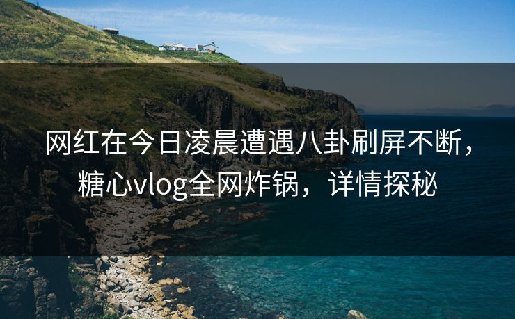 网红在今日凌晨遭遇八卦刷屏不断,糖心vlog全网炸锅,详情探秘 网红在今日凌晨遭遇八卦刷屏不断,糖心vlog全网炸锅,详情探秘