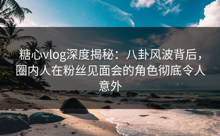 糖心vlog深度揭秘：八卦风波背后，圈内人在粉丝见面会的角色彻底令人意外