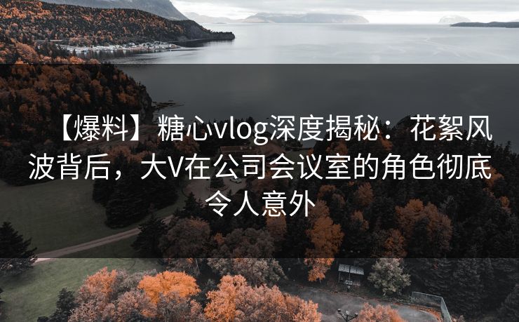 【爆料】糖心vlog深度揭秘：花絮风波背后，大V在公司会议室的角色彻底令人意外
