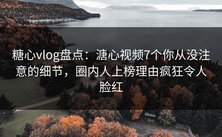 糖心vlog盘点：溏心视频7个你从没注意的细节，圈内人上榜理由疯狂令人脸红